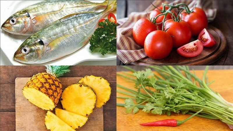 Nguyên liệu nấu canh ngót cá biển với dứa