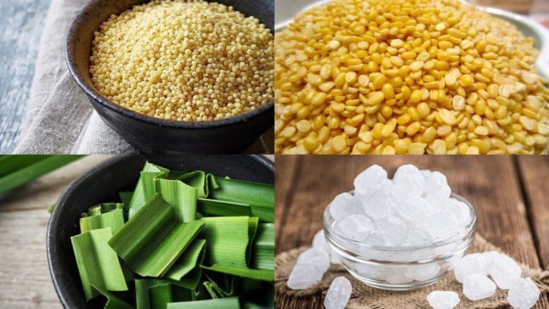 Nguyên liệu nấu chè kê đậu xanh tươi ngon