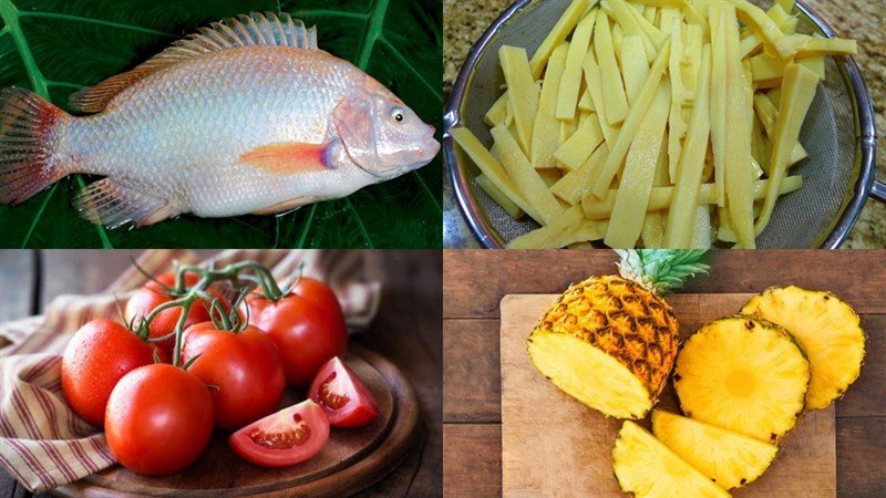 Nguyên liệu nấu lẩu cá diêu hồng măng chua