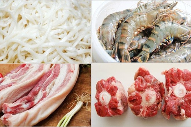 nguyên liệu nấu mì quảng thịt heo