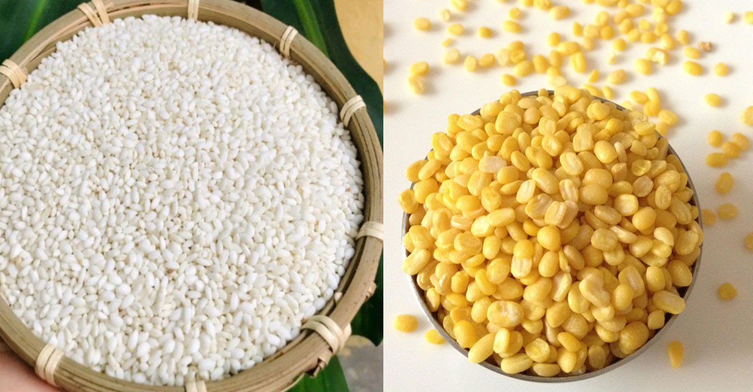 Nguyên liệu nấu xôi vò đậu xanh nước cốt dừa