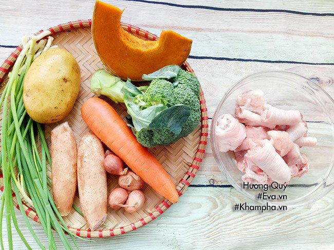 Nguyên liệu tươi ngon cho món đuôi heo hầm rau củ