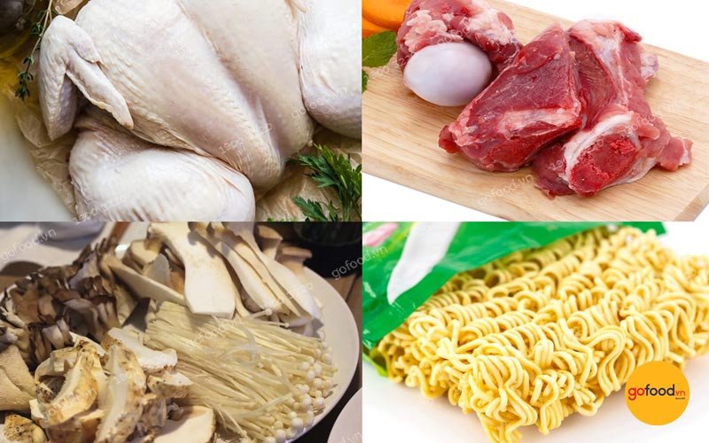 Nguyên liệu tươi ngon cho món lẩu gà nấm kim châm hấp dẫn