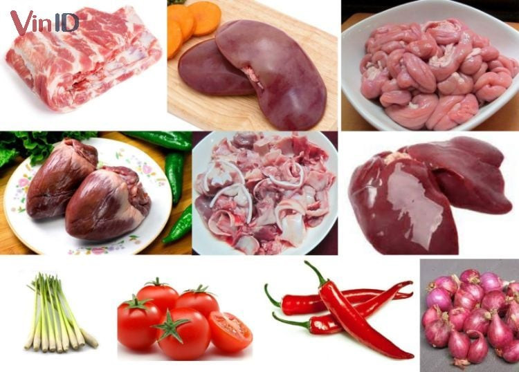 Nguyên liệu tươi ngon cho món lẩu lòng lợn đậm đà