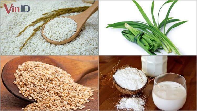 Nguyên liệu tươi ngon cho món xôi lá dứa nước cốt dừa