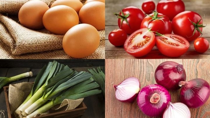 Nguyên liệu tươi ngon chuẩn bị cho cách xào trứng với cà chua