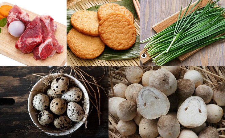 Nguyên liệu tươi ngon chuẩn bị cho món bánh canh hẹ