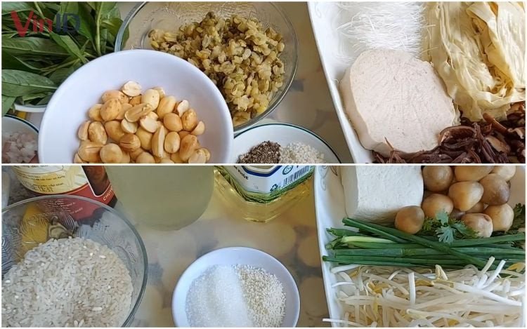 Nguyên liệu tươi ngon để chế biến món cháo lòng chay