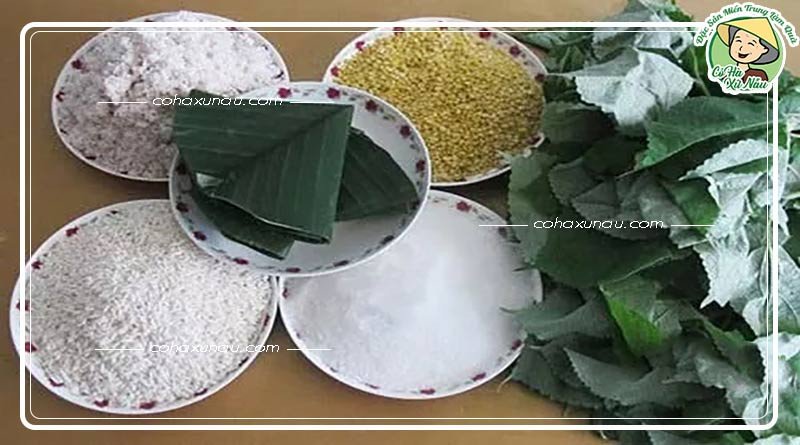 Nguyên liệu tươi ngon để làm bánh ít lá gai nhân đậu xanh