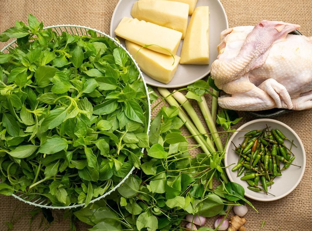 Cách Nấu Lẩu Gà Lá É Đà Lạt Thơm Ngon Chuẩn Vị Tại Nhà Nguyên liệu tươi ngon làm lẩu gà lá é Đà Lạt