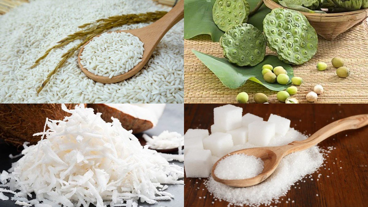 Nguyên liệu tươi ngon làm món xôi hạt sen