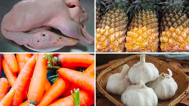 Nguyên liệu tươi sạch cho cách nấu lẩu vịt chua cay
