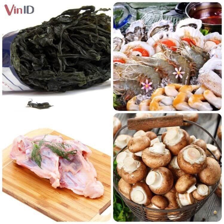 Nguyên liệu tươi sạch cho món súp hải sản rong biển