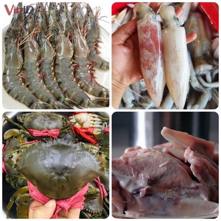 Nguyên liệu tươi sống cho món súp hải sản thập cẩm