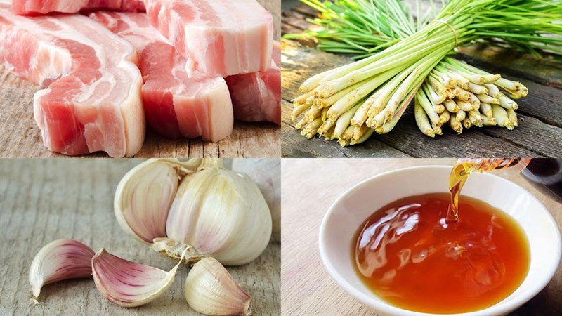 Nguyên liệu ướp thịt ba chỉ riềng sả nồi chiên không dầu