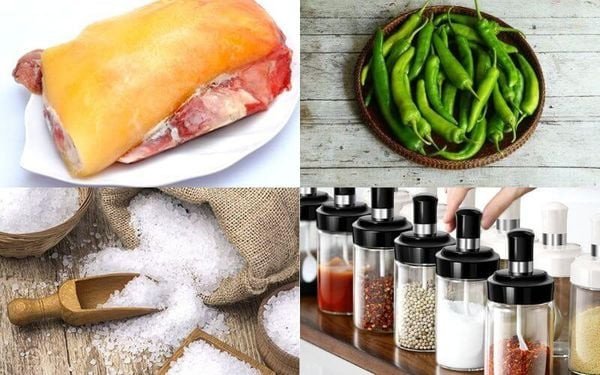 Nguyên liệu ướp thịt heo rừng nướng muối ớt xanh