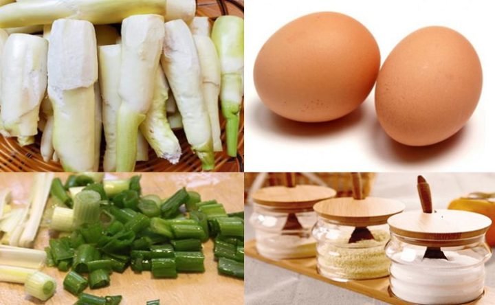 Nguyên liệu xào niễng với trứng