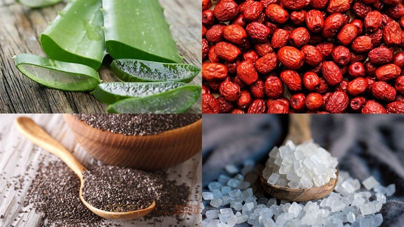 Nha đam hạt chia táo đỏ nguyên liệu tươi ngon