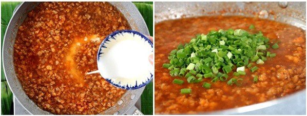 Nhân bánh bèo tôm thịt có màu đỏ gạch đẹp mắt, rất thơm và ngọt vị tươi