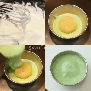 Nhân bánh phu thê đậu xanh dừa đã vo viên sẵn sàng