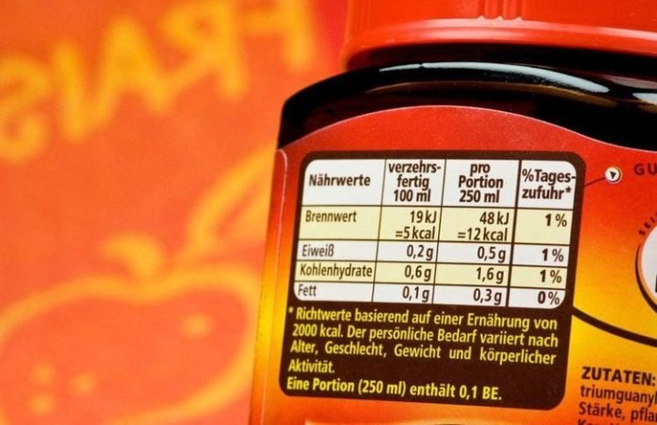 Nhãn dinh dưỡng trên bao bì thực phẩm hiển thị lượng Calo và Kilojoule