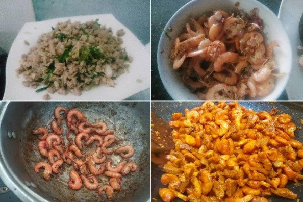 Nhân tôm thịt đậm đà cho món bánh bột lọc gói lá chuối