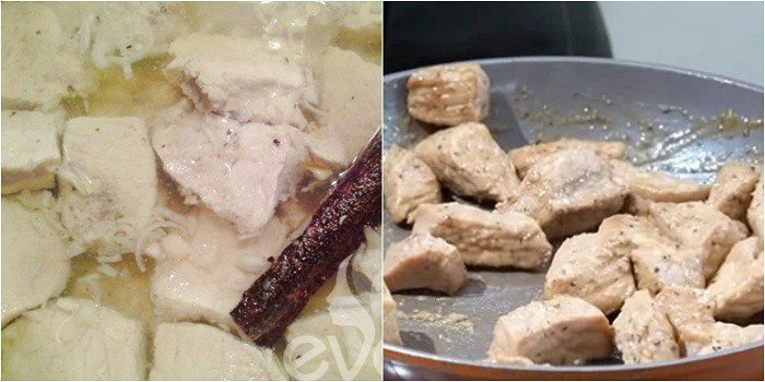 Ninh thịt heo cho keo lại để làm ruốc