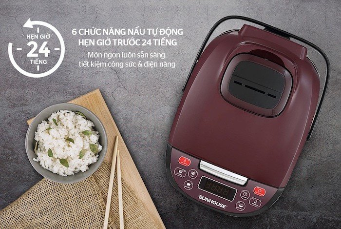 Nồi cơm điện tử có chức năng hẹn giờ nấu tự động tiện lợi