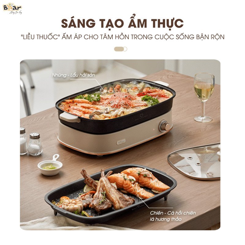 Nồi lẩu điện đa năng 2 trong 1 Bear SB-NL45K cho lẩu chay và các món khác