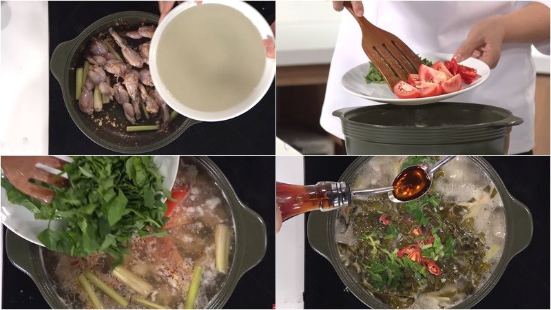 Nồi lẩu ếch lá giang thơm lừng nghi ngút khói hấp dẫn
