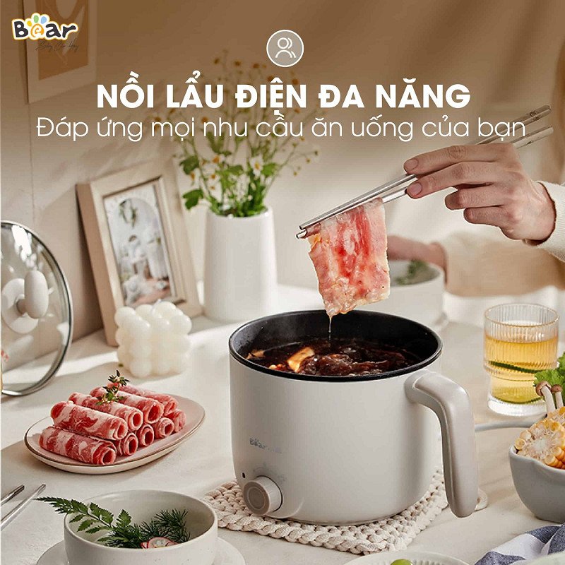 Nồi lẩu mini Bear C12K1 phù hợp cho khẩu phần lẩu chay cá nhân