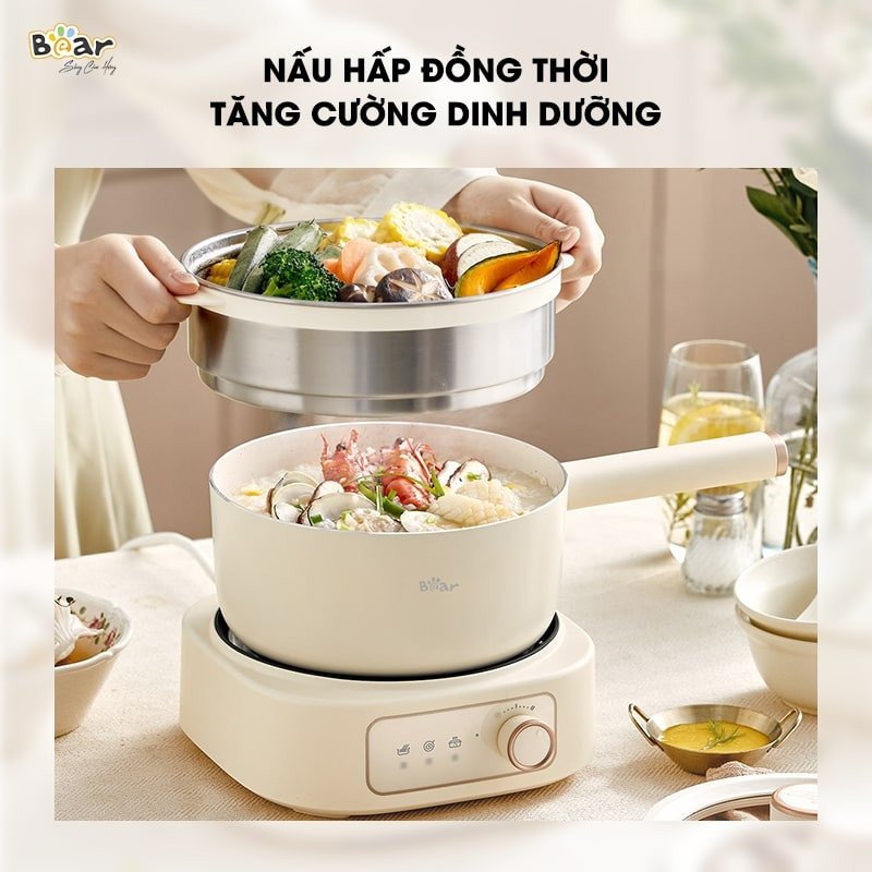 Nồi lẩu nướng đa năng Bear SB-NL25L hỗ trợ nấu nhiều món chay