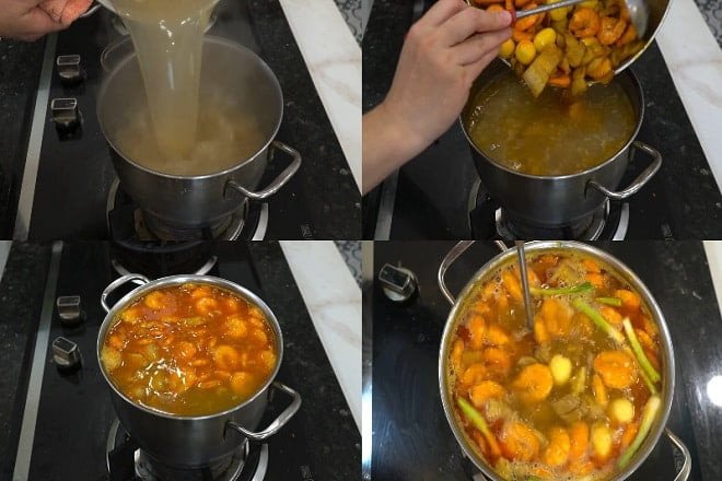 Nồi nước dùng mì Quảng Phú Chiêm thơm lừng, hấp dẫn