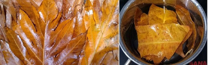 Nồi nước lá sake đang được đun sôi trên bếp