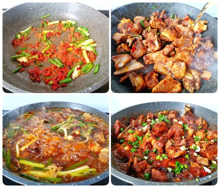 Nồi sườn bò kho đang sôi liu riu, dậy mùi thơm lừng