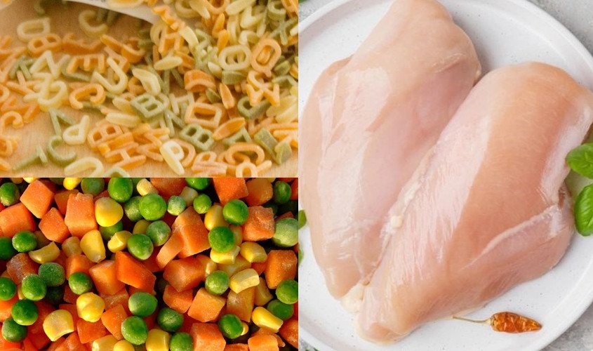 Nui thịt gà rau củ cho bé 7 tháng ăn dặm