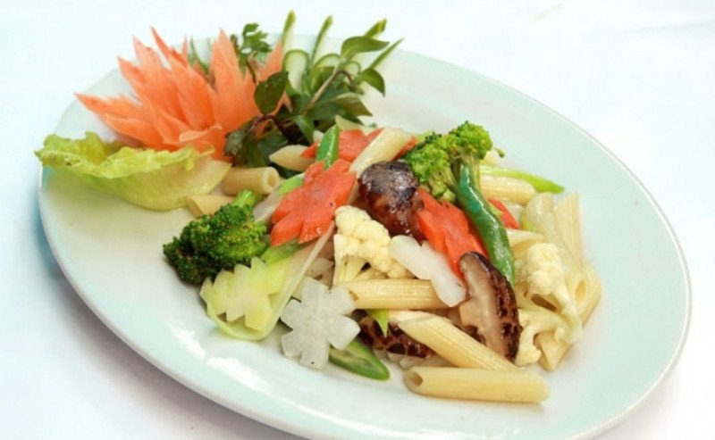 Nui xào chay calo thấp