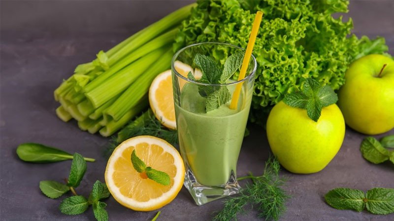 nước ép ngò rí bạc hà