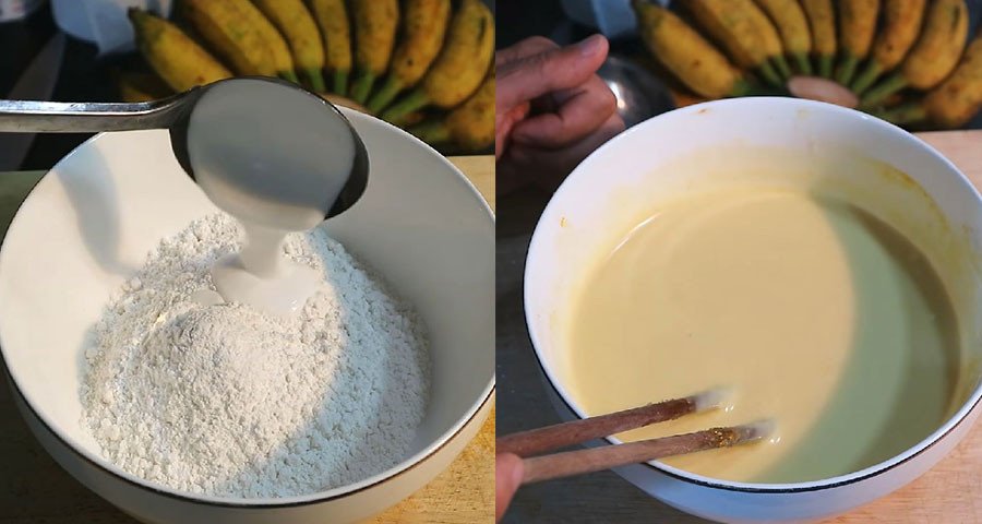 Pha bột chiên chuối
