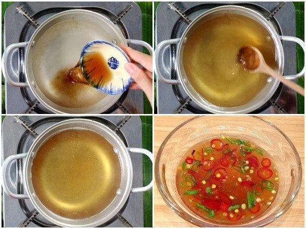 Pha nước mắm bánh bèo dùng nước dừa giúp nước chấm thơm và mặn ngọt đều vị hơn