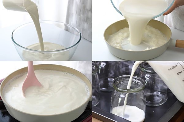 Pha trộn sữa tươi và sữa đặc làm sữa chua