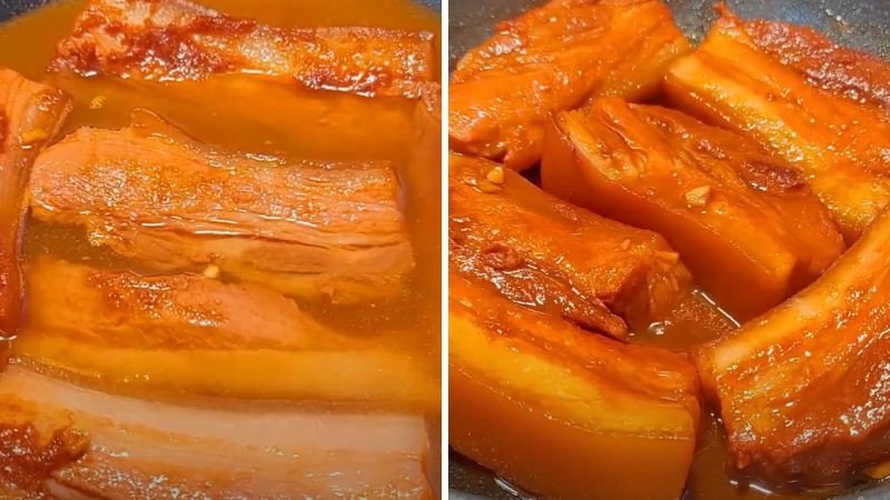 Quá trình khìa thịt trên bếp cho món ăn đậm đà