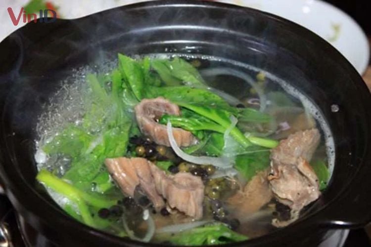 Quy trình hầm bao tử với hạt sen và tiêu