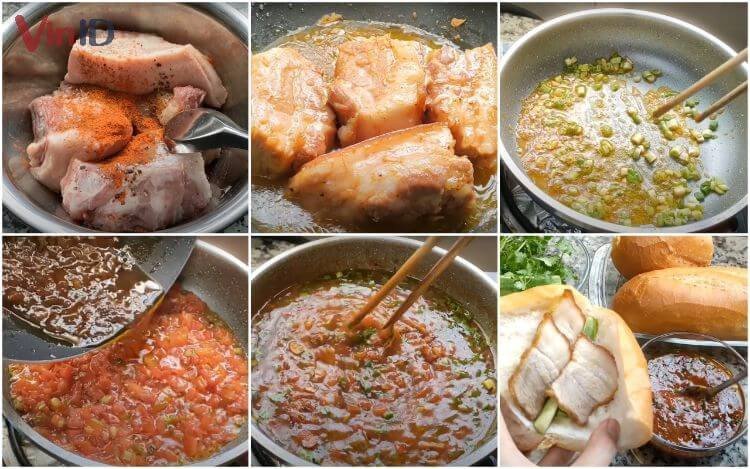Quy trình nấu sốt bánh mì thịt khìa