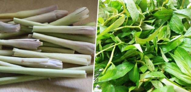 Sả và ớt chuẩn bị cho món nghêu hấp sả