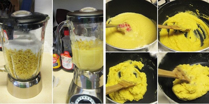 Sên nhân đậu xanh trên bếp để đạt độ mịn