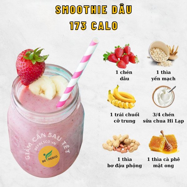 Smoothie dâu tây chuối cho bữa sáng