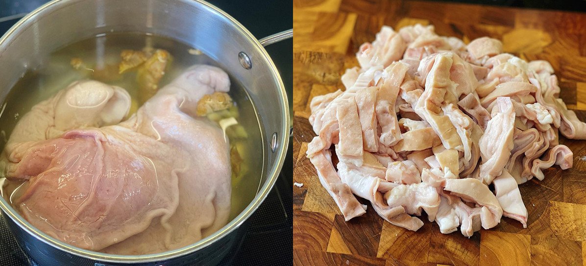 Sơ chế bao tử heo sạch sẽ cho món lẩu