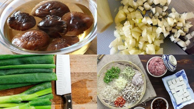 Sơ chế các loại nguyên liệu cho món đậu hũ non sốt thịt bằm