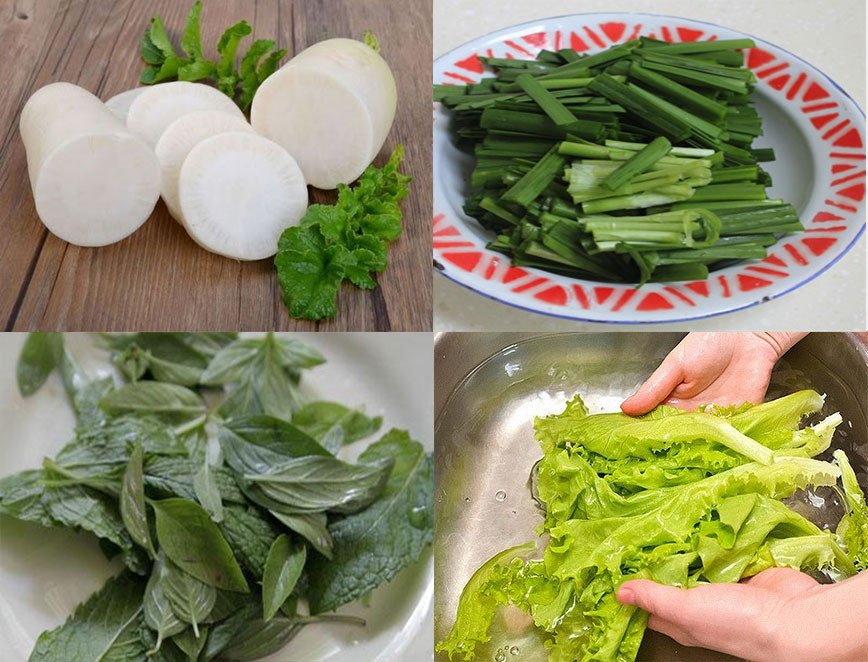 Sơ chế các loại rau củ cho món hủ tiếu khô